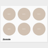 Sticker Rond Beige Simple Plat Mariage moderne (Feuille)