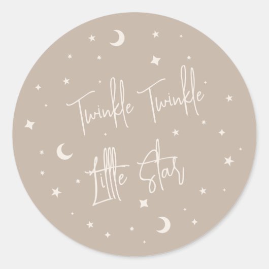 Sticker Rond Beige Twinkle Twinkle Little Star Baby Shower (Devant)