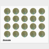 Sticker Rond Bel oiseau paon (Feuille)
