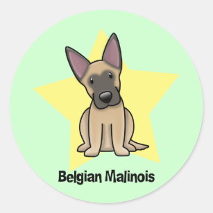 Sticker Rond Belge Malinois d'étoile de Kawaii
