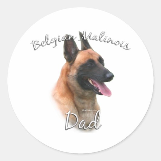 Sticker Rond Belge Malinois Papa 2 (Devant)