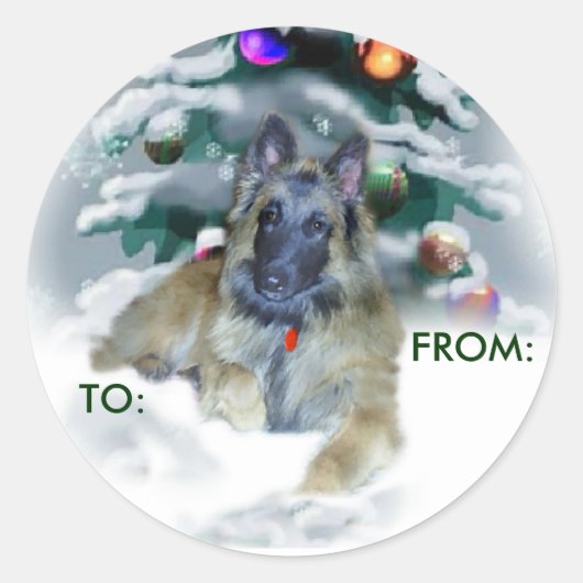 Sticker Rond Belge Tervuren Cadeaux de Noël, À :, DE : (Devant)