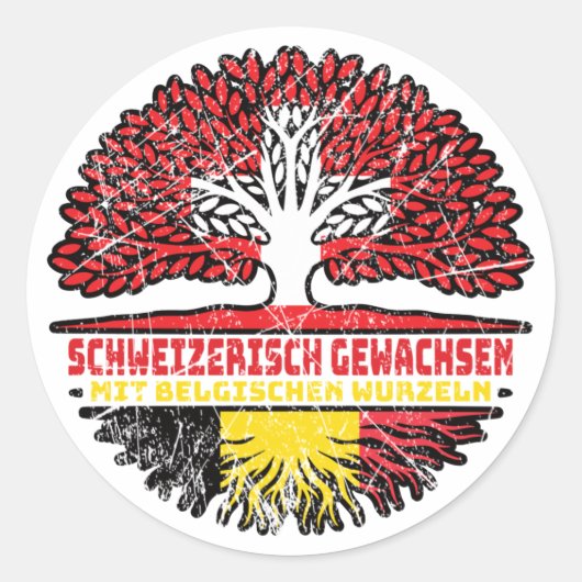 Sticker Rond Belgisch Schweizer Schweiz Baum Wurzel (Devant)