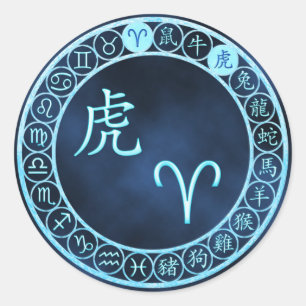 Sticker Rond Bélier/Tiger