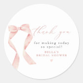 Sticker Rond BELLA Blush Bow Elle Noue les Nœuds Merci (Devant)