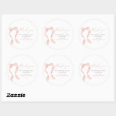 Sticker Rond BELLA Blush Bow Elle se marie Merci (Feuille)