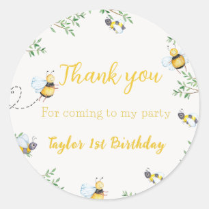 Sticker Rond Belle abeille Florale Anniversaire