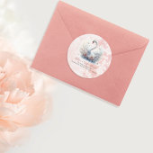 Sticker Rond Belle Adresse de Retour Florale Damassée de Cygne