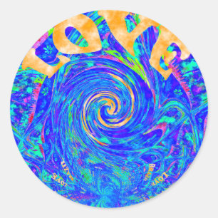 Sticker Rond Belle Amour Bleu Bleu Imprimer Art vectoriel Flash