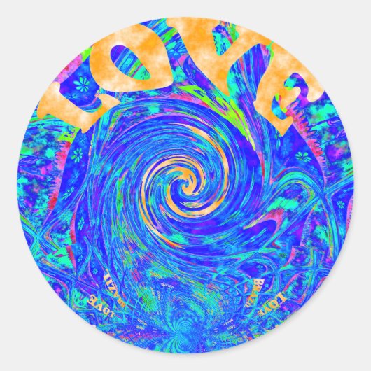 Sticker Rond Belle Amour Bleu Bleu Imprimer Art vectoriel Flash (Devant)