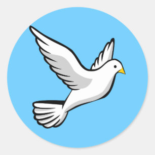 Sticker Rond Belle animation de colombe blanche