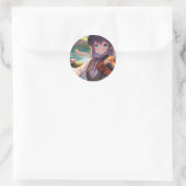 Sticker Rond Belle Anime Girl Jouant du Violon (Sac)