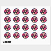 Sticker Rond Belle Anime hispanique femme (Feuille)