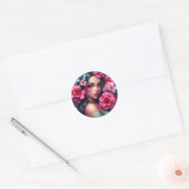 Sticker Rond Belle Anime hispanique femme (Enveloppe)