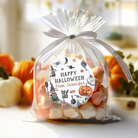 Sticker Rond Belle Aquarelle Anniversaire de enfant Halloween