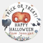 Sticker Rond Belle Aquarelle Anniversaire de enfant Halloween (Devant)