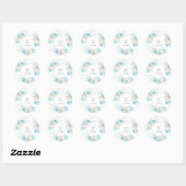 Sticker Rond Belle aquarelle bleu rose et fleurs bleues (Feuille)