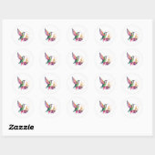 Sticker Rond Belle aquarelle colibri illustration (Feuille)