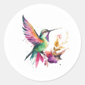 Sticker Rond Belle aquarelle colibri illustration (Devant)