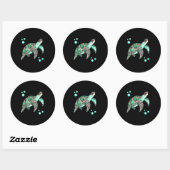 Sticker Rond Belle aquarelle de tortue marine (Feuille)