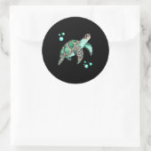 Sticker Rond Belle aquarelle de tortue marine (Sac)