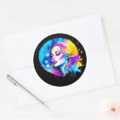 Sticker Rond Belle aquarelle femme Abstraite (Enveloppe)
