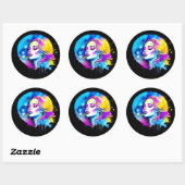 Sticker Rond Belle aquarelle femme Abstraite (Feuille)