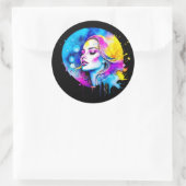 Sticker Rond Belle aquarelle femme Abstraite (Sac)