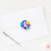 Sticker Rond Belle aquarelle femme Abstraite (Enveloppe)