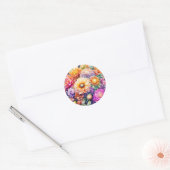Sticker Rond Belle aquarelle florale (Enveloppe)