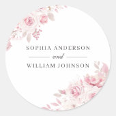 Sticker Rond Belle Aquarelle Florale Bleue Fluide Mariage Favor (Devant)