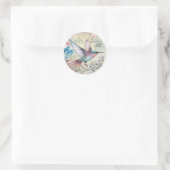 Sticker Rond Belle aquarelle florale de colibri de printemps (Sac)