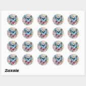 Sticker Rond Belle aquarelle printanière papillon floral (Feuille)