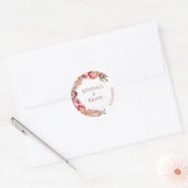 Sticker Rond Belle Aquarelle Rose Dusty Peony (Enveloppe)
