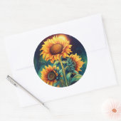Sticker Rond Belle aquarelle tournesol floral (Enveloppe)