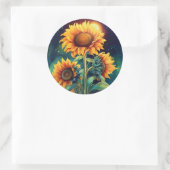 Sticker Rond Belle aquarelle tournesol floral (Sac)