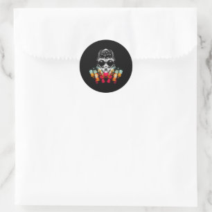 Sticker Rond Belle araignée automnale avec Casquette Dewdrop