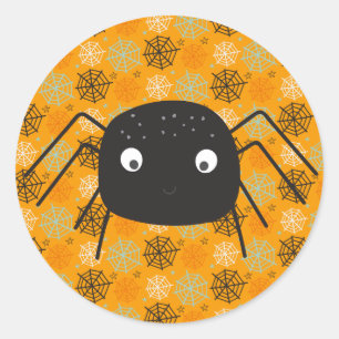 Sticker Rond Belle araignée orange citrouille merci classique r