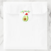 Sticker Rond Belle Avocado Dessin Santa Hat Feux de Noël (Sac)