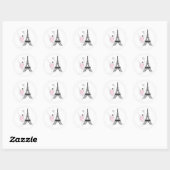 Sticker Rond Belle Ballerina et Ballet de Danse Tour Eiffel (Feuille)