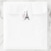 Sticker Rond Belle Ballerina et Ballet de Danse Tour Eiffel (Sac)