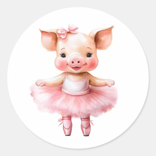 Sticker Rond Belle ballerine de cochon danse ballet (Devant)