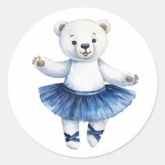 Sticker Rond Belle ballerine d'ours polaire danse ballet