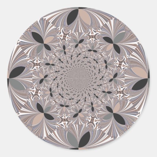 Sticker Rond Belle belle cendre gris kaléidoscope sans soudure (Devant)