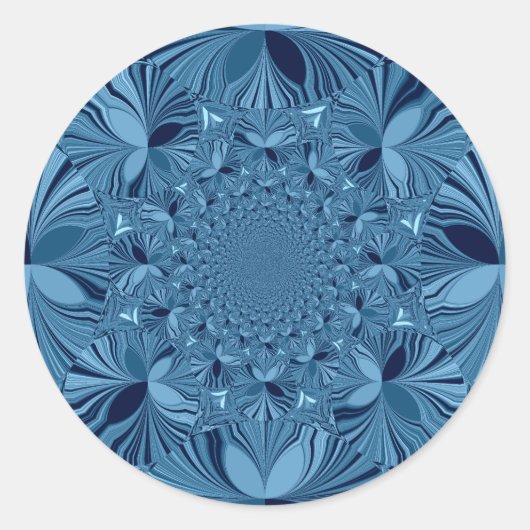 Sticker Rond Belle Belle Iridescente Blue Kaleidoscope Art (Devant)