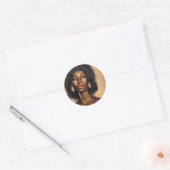Sticker Rond Belle Black African Princess Woman Art (Enveloppe)