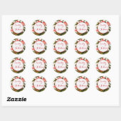 Sticker Rond Belle Botanique rose Rose vintage (Feuille)