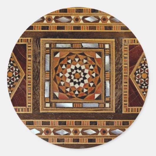 Sticker Rond Belle Célèbre incrustation de nacre, Damas (Devant)