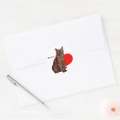 Sticker Rond Belle Chat Birman Doré Moggy Heart Love (Enveloppe)