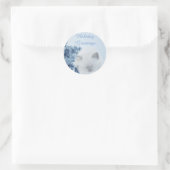 Sticker Rond Belle Chat blanc neige hiver Vacances Salutations (Sac)